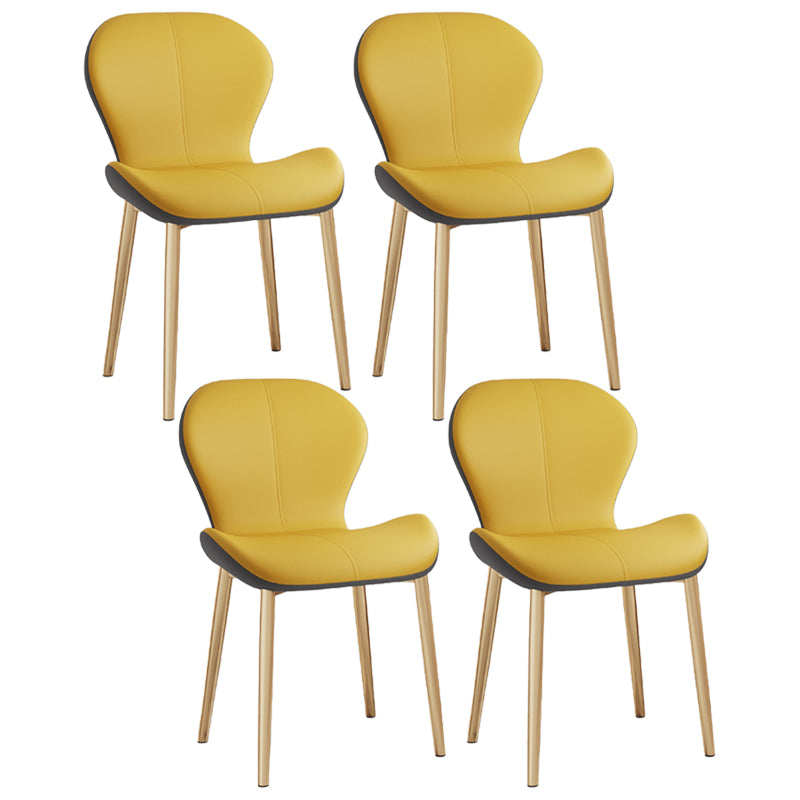 Silla lateral casera contemporánea de cuero con respaldo mate Silla de comedor