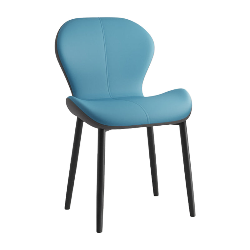 Silla lateral casera contemporánea de cuero con respaldo mate Silla de comedor
