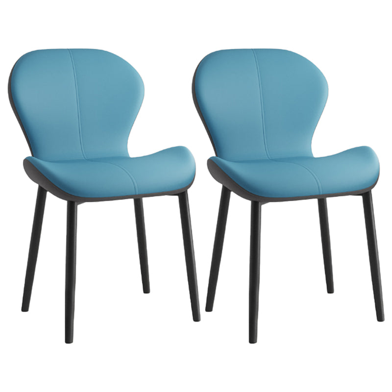 Silla lateral casera contemporánea de cuero con respaldo mate Silla de comedor