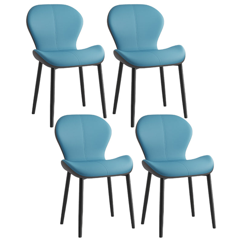 Silla lateral casera contemporánea de cuero con respaldo mate Silla de comedor