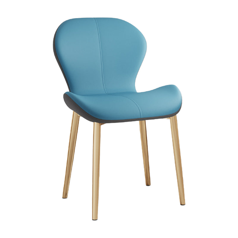 Silla lateral casera contemporánea de cuero con respaldo mate Silla de comedor