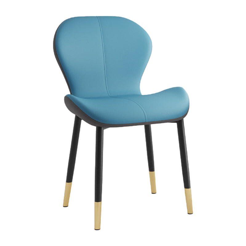 Silla lateral casera contemporánea de cuero con respaldo mate Silla de comedor