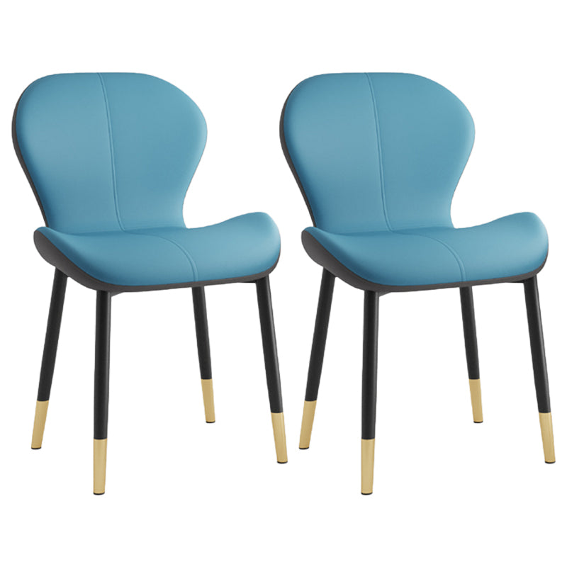 Silla lateral casera contemporánea de cuero con respaldo mate Silla de comedor