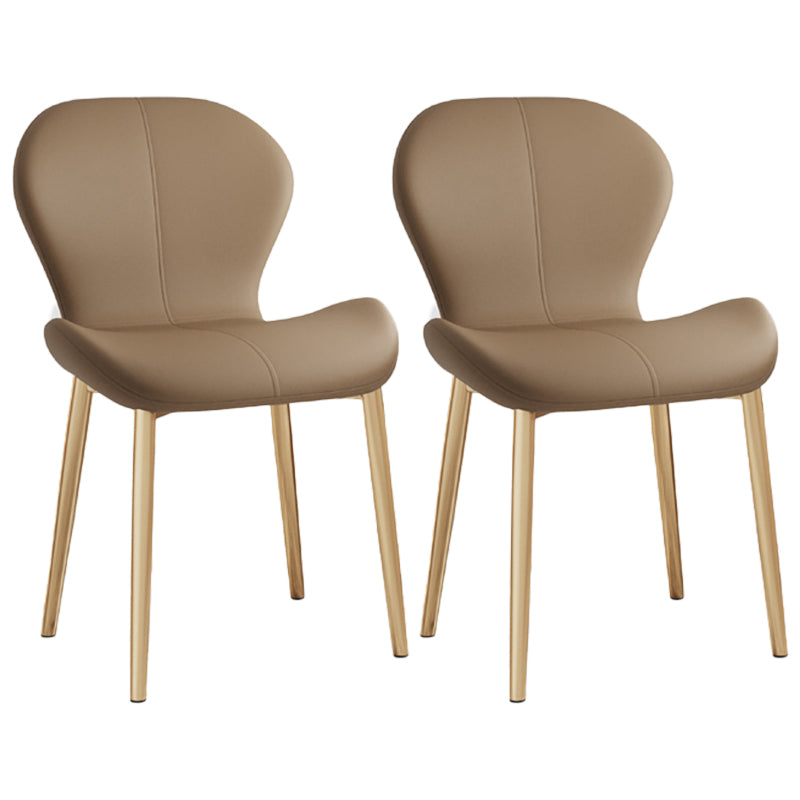 Silla lateral casera contemporánea de cuero con respaldo mate Silla de comedor
