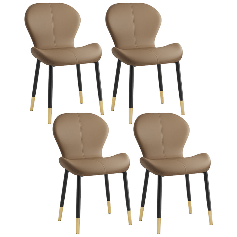 Silla lateral casera contemporánea de cuero con respaldo mate Silla de comedor
