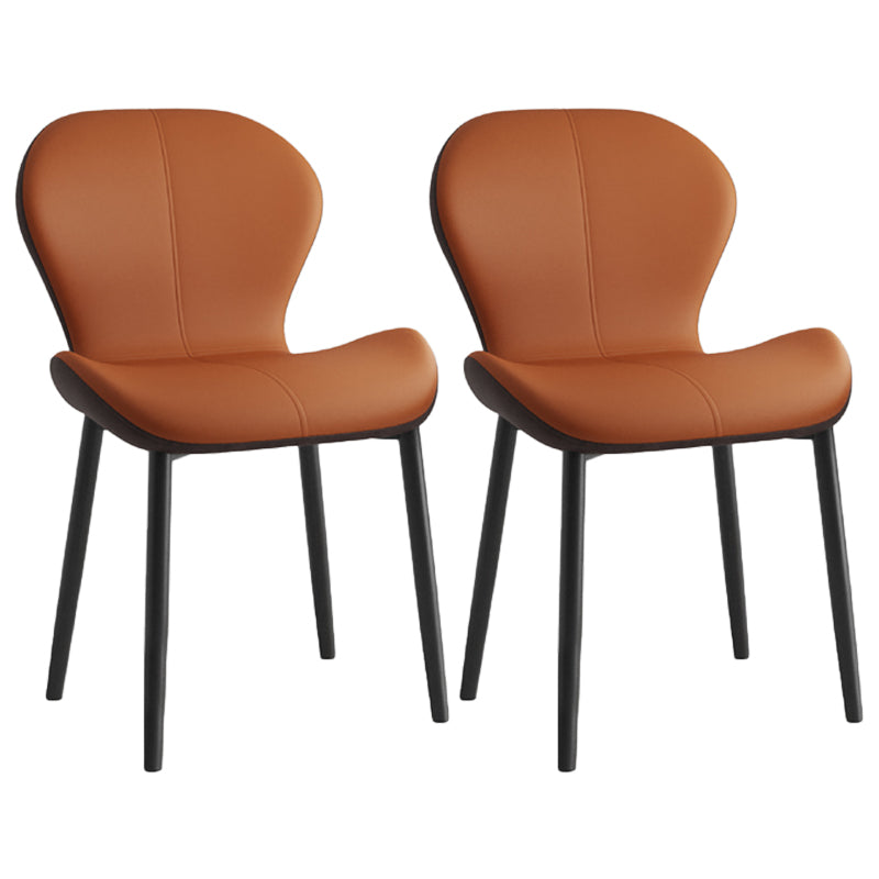 Silla lateral casera contemporánea de cuero con respaldo mate Silla de comedor