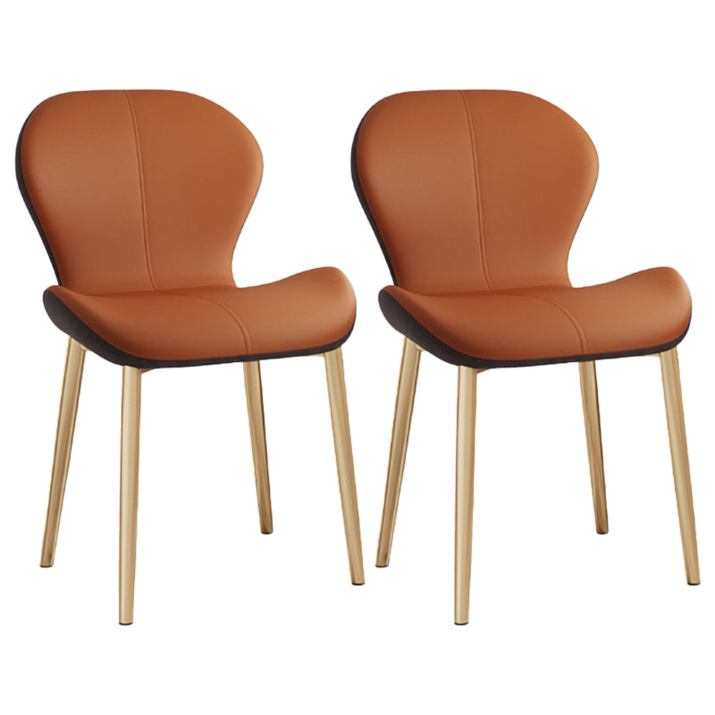 Silla lateral casera contemporánea de cuero con respaldo mate Silla de comedor