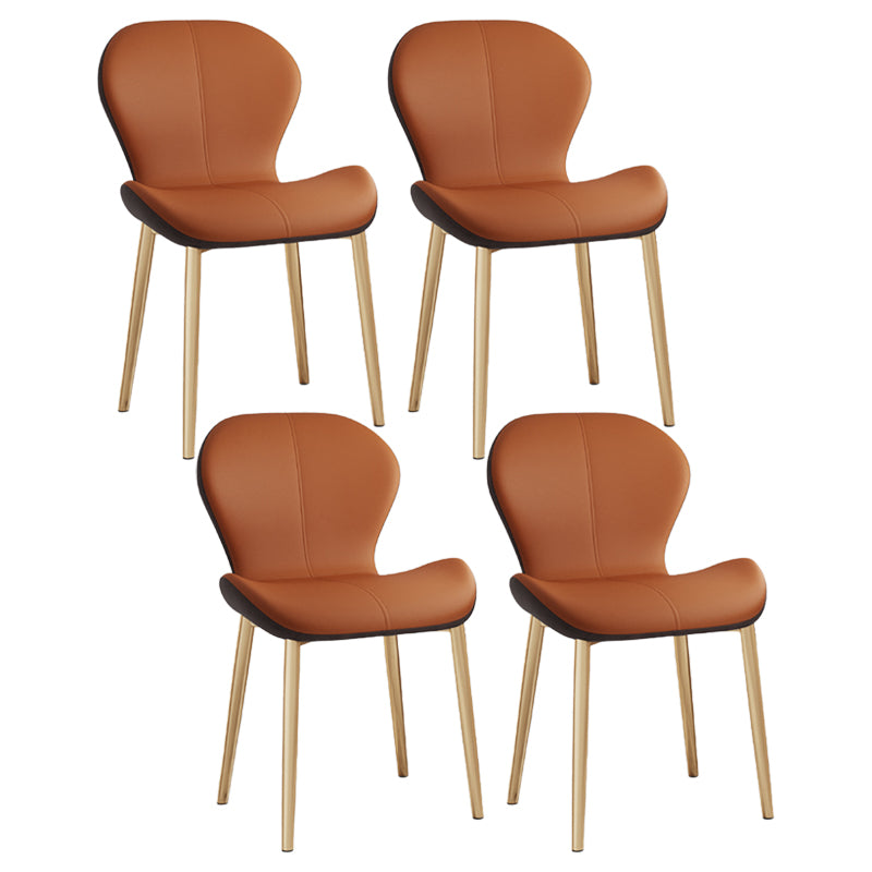 Silla lateral casera contemporánea de cuero con respaldo mate Silla de comedor