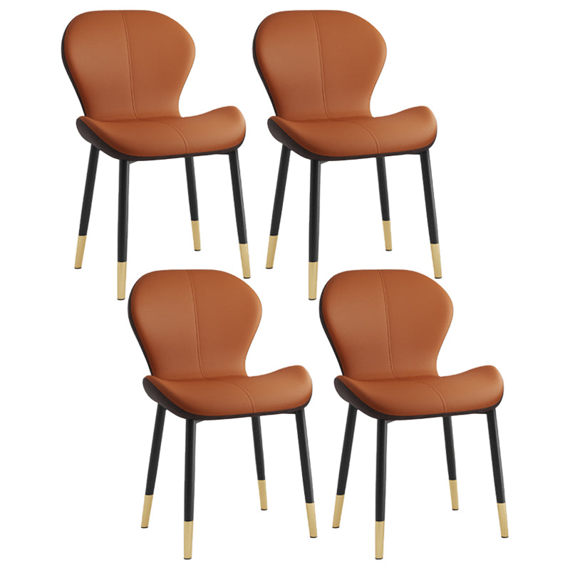 Silla lateral casera contemporánea de cuero con respaldo mate Silla de comedor