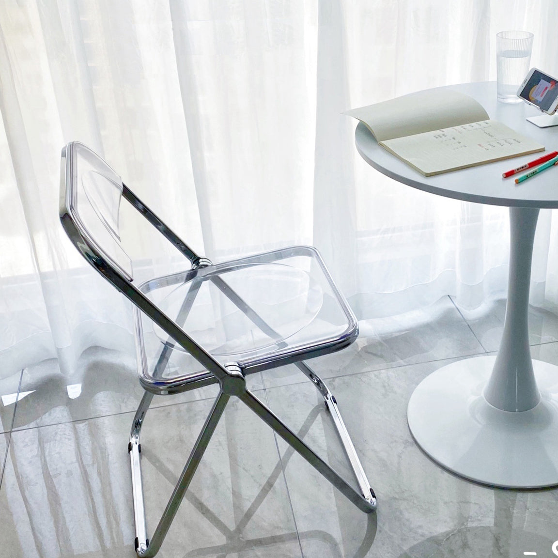 Chaise de salle à manger à dossier ouvert, chaises de salle à manger pliables sans accoudoirs avec pieds en métal