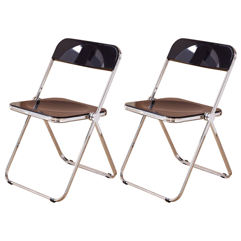 Open Back Dining Side Chair Foldable Armless Dining Chairs with Metal Legs