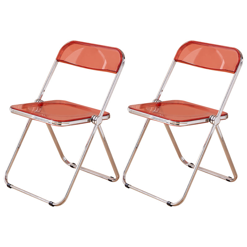 Open Back Dining Side Chair Foldable Armless Dining Chairs with Metal Legs