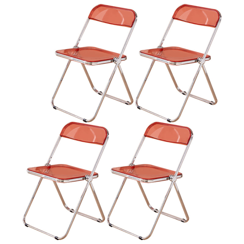 Open Back Dining Side Chair Foldable Armless Dining Chairs with Metal Legs