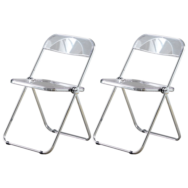 Open Back Dining Side Chair Foldable Armless Dining Chairs with Metal Legs