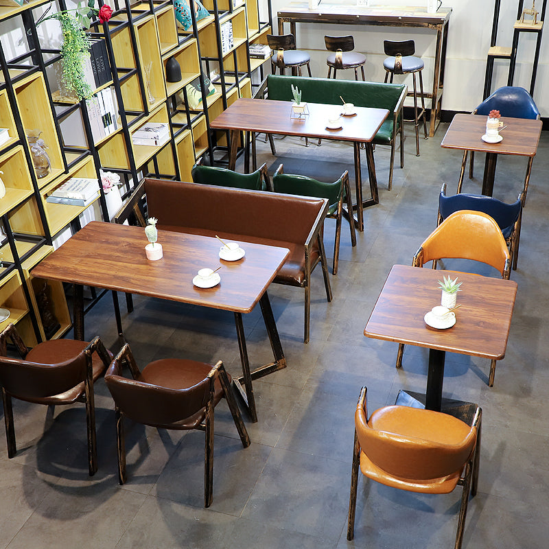 Industrial Style Leather Dining Side Chairs Open Back Dining Armless Chairs