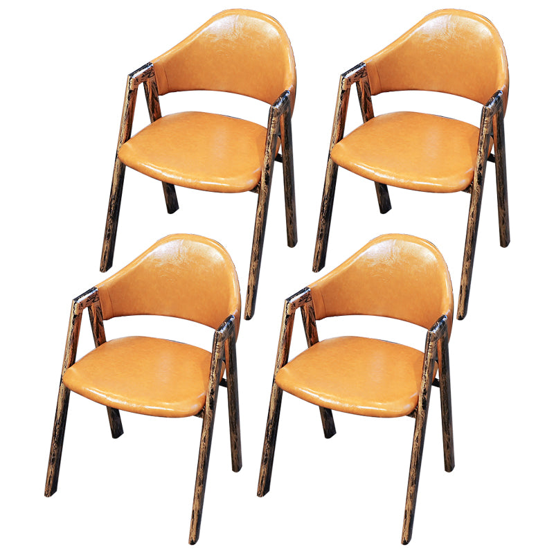 Industrial Style Leather Dining Side Chairs Open Back Dining Armless Chairs