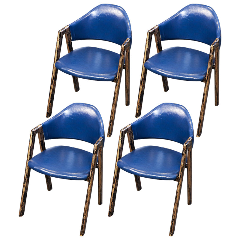 Industrial Style Leather Dining Side Chairs Open Back Dining Armless Chairs