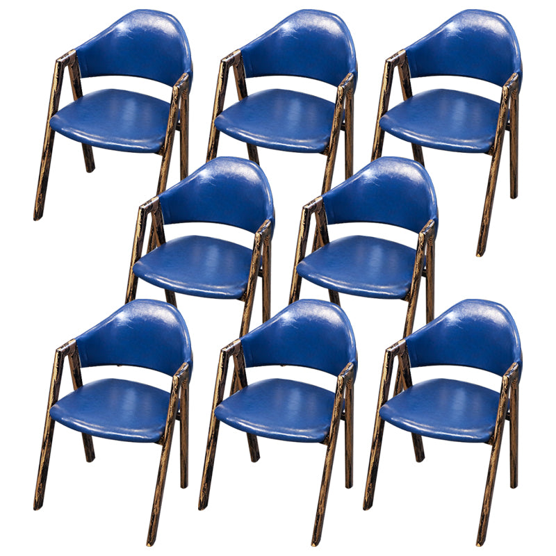Industrial Style Leather Dining Side Chairs Open Back Dining Armless Chairs