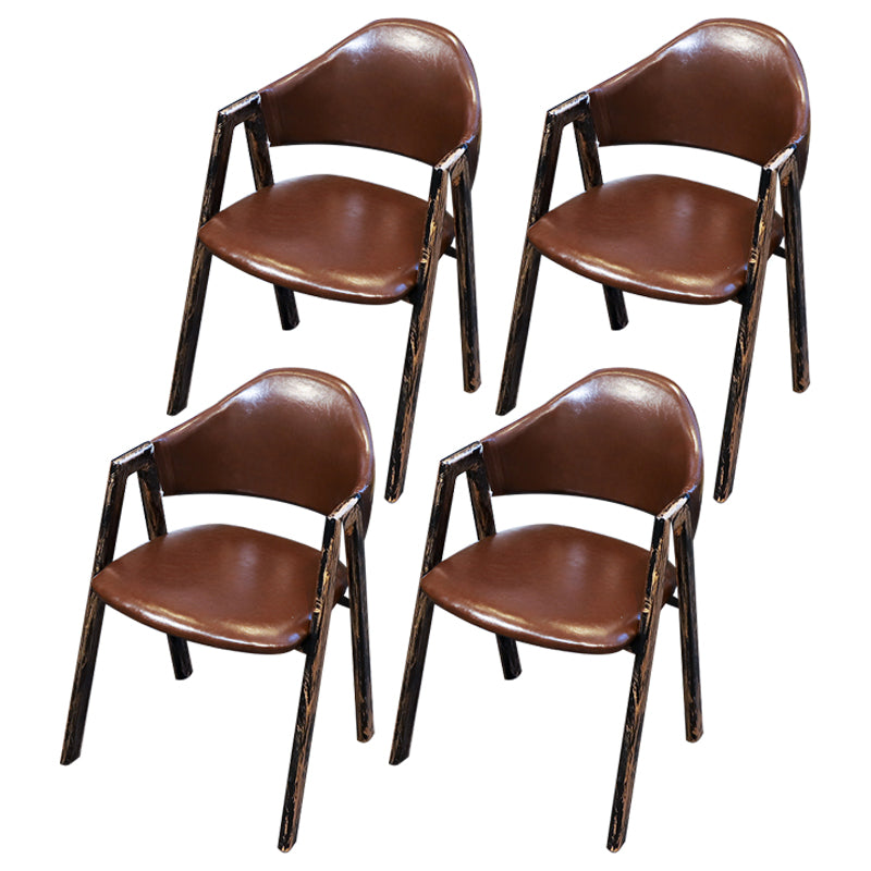 Industrial Style Leather Dining Side Chairs Open Back Dining Armless Chairs