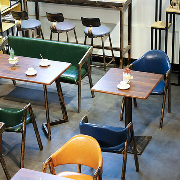 Industrial Style Leather Dining Side Chairs Open Back Dining Armless Chairs