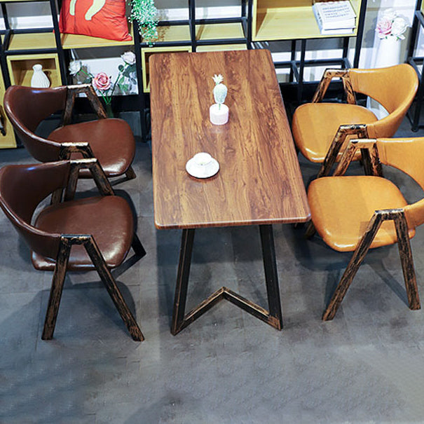 Industrial Style Leather Dining Side Chairs Open Back Dining Armless Chairs