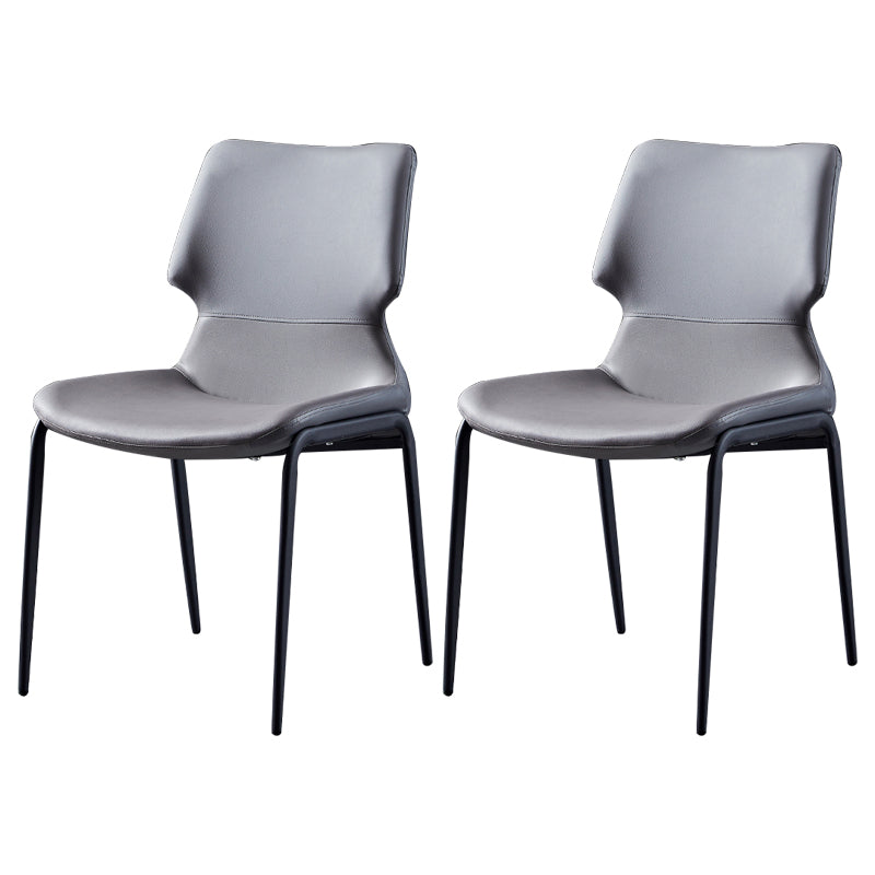 Chaises de salle à manger en cuir de style contemporain chaises sans bras avec des jambes en métal