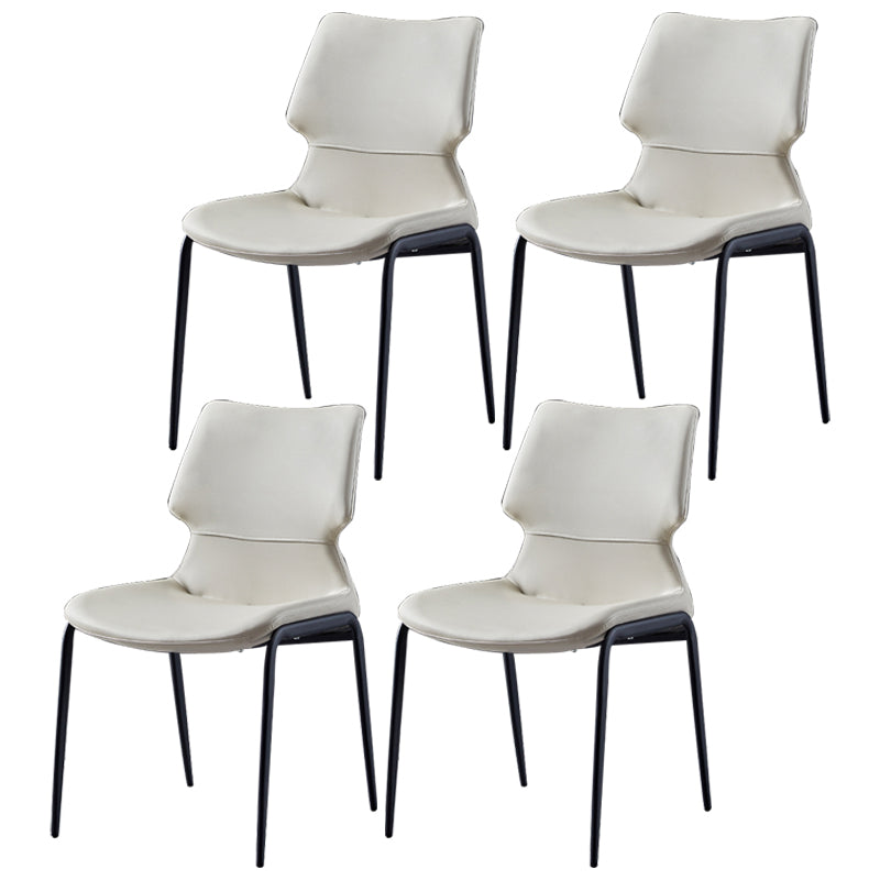 Chaises de salle à manger en cuir de style contemporain chaises sans bras avec des jambes en métal