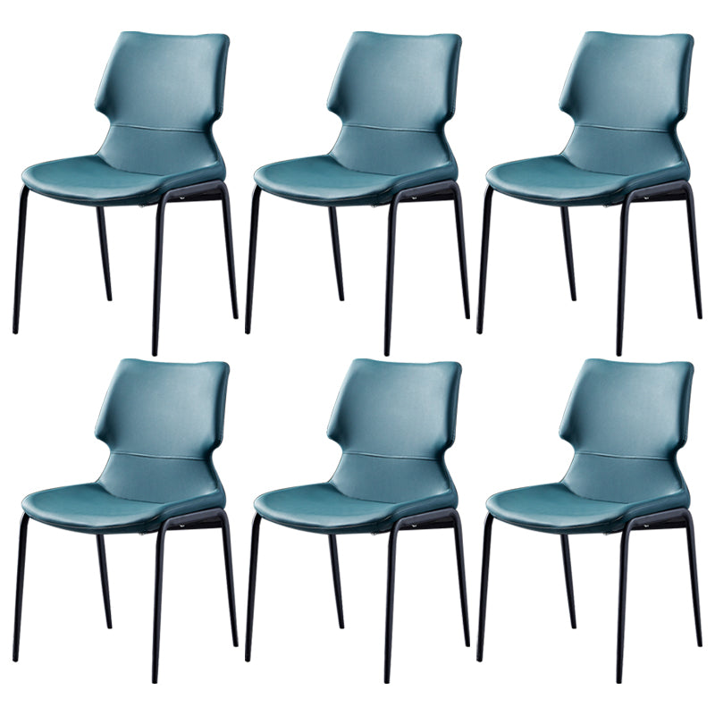 Chaises de salle à manger en cuir de style contemporain chaises sans bras avec des jambes en métal