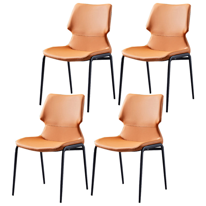 Chaises de salle à manger en cuir de style contemporain chaises sans bras avec des jambes en métal