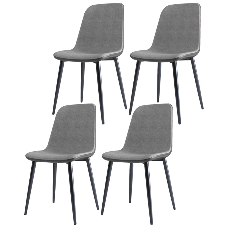 Home Scandinavian Side Chair Solid Back Metal Dining Room Chair with Black Legs