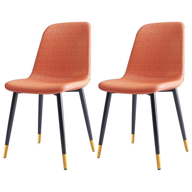 Home Scandinavian Side Chair Solid Back Metal Dining Room Chair with Black Legs