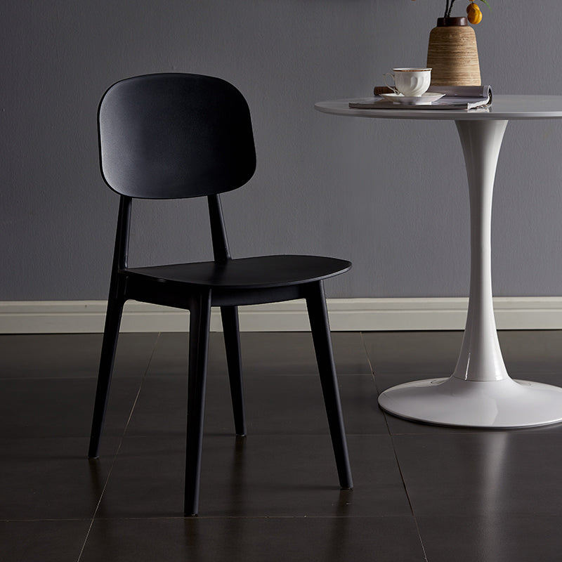Contemporary Plastic Dining Chairs Open Back Dining Side Armless Chairs for Kitchen