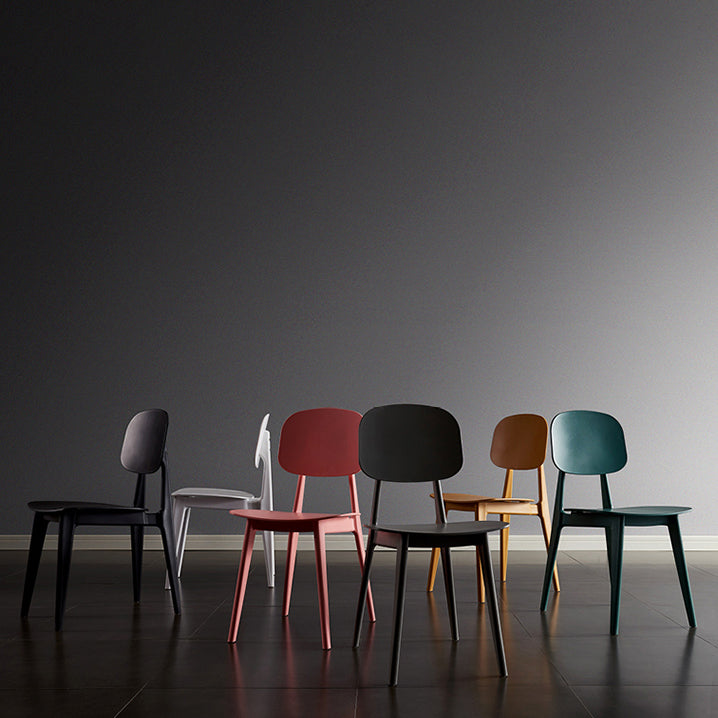 Contemporary Plastic Dining Chairs Open Back Dining Side Armless Chairs for Kitchen