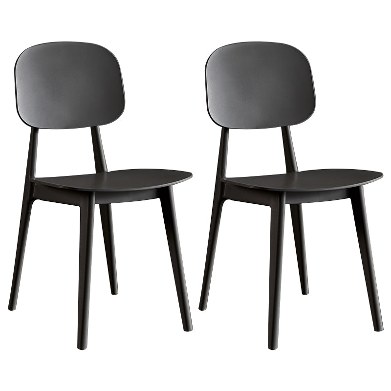 Contemporary Plastic Dining Chairs Open Back Dining Side Armless Chairs for Kitchen