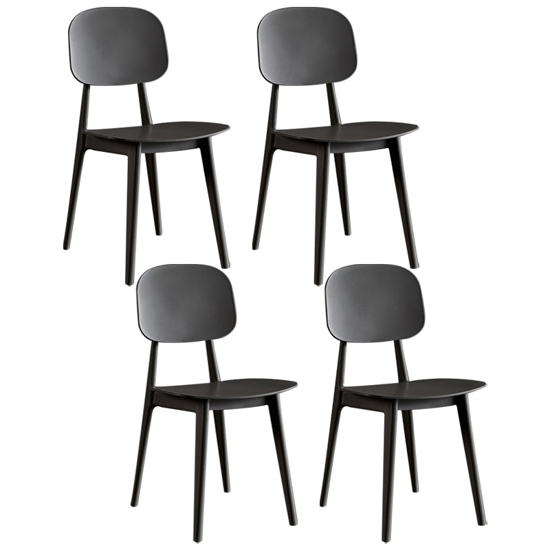 Contemporary Plastic Dining Chairs Open Back Dining Side Armless Chairs for Kitchen