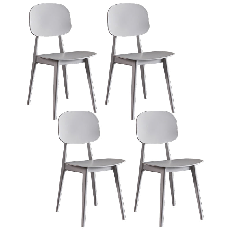 Contemporary Plastic Dining Chairs Open Back Dining Side Armless Chairs for Kitchen
