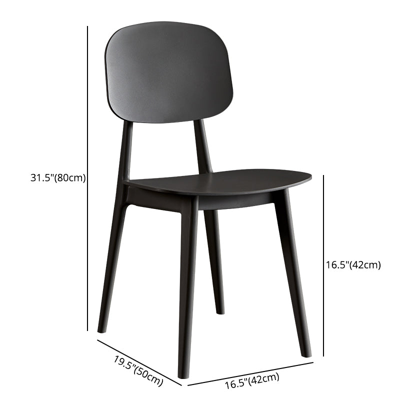 Contemporary Plastic Dining Chairs Open Back Dining Side Armless Chairs for Kitchen