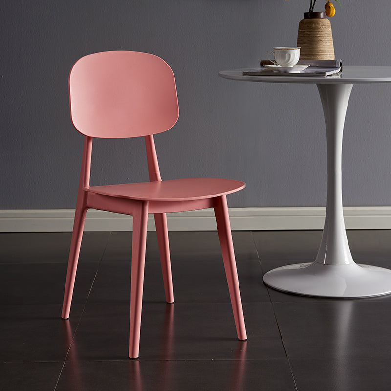 Contemporary Plastic Dining Chairs Open Back Dining Side Armless Chairs for Kitchen
