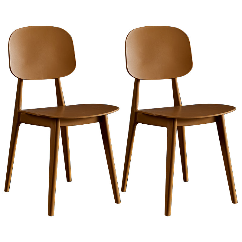 Contemporary Plastic Dining Chairs Open Back Dining Side Armless Chairs for Kitchen