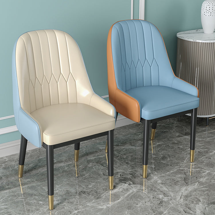 Scandinavian Style Metal Dining Chair Dining Room Upholstered Parsons Armless Chair