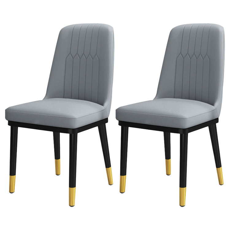 Scandinavian Style Metal Dining Chair Dining Room Upholstered Parsons Armless Chair