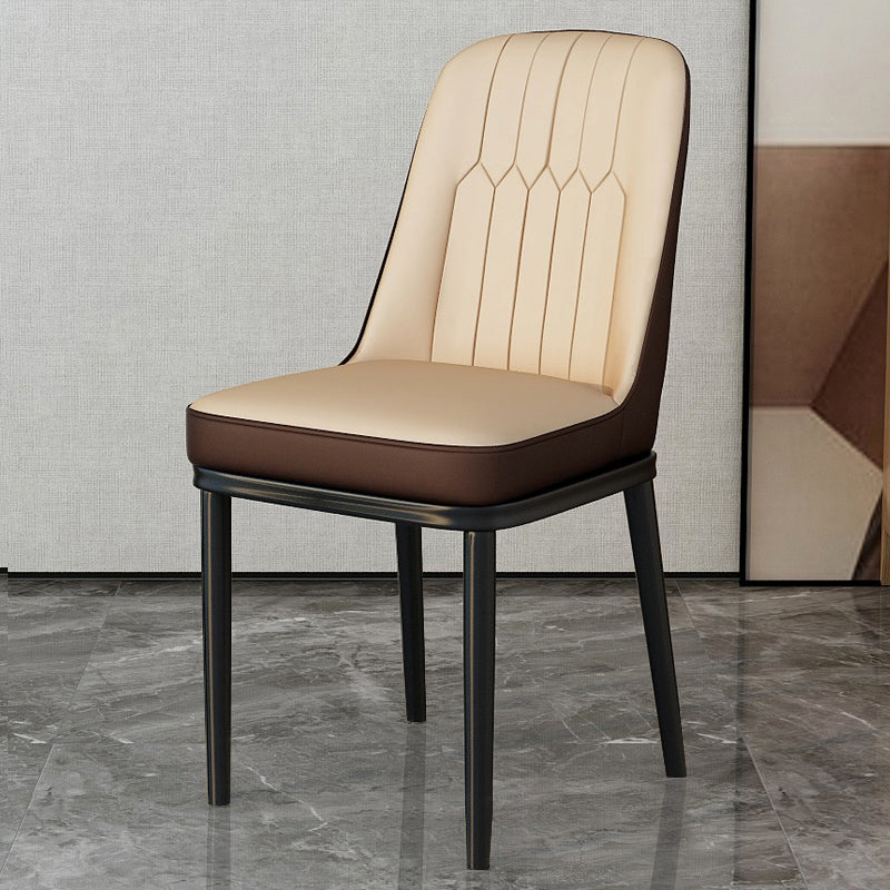 Scandinavian Style Metal Dining Chair Dining Room Upholstered Parsons Armless Chair