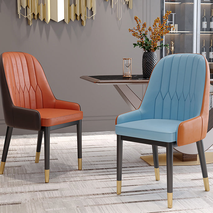 Scandinavian Style Metal Dining Chair Dining Room Upholstered Parsons Armless Chair