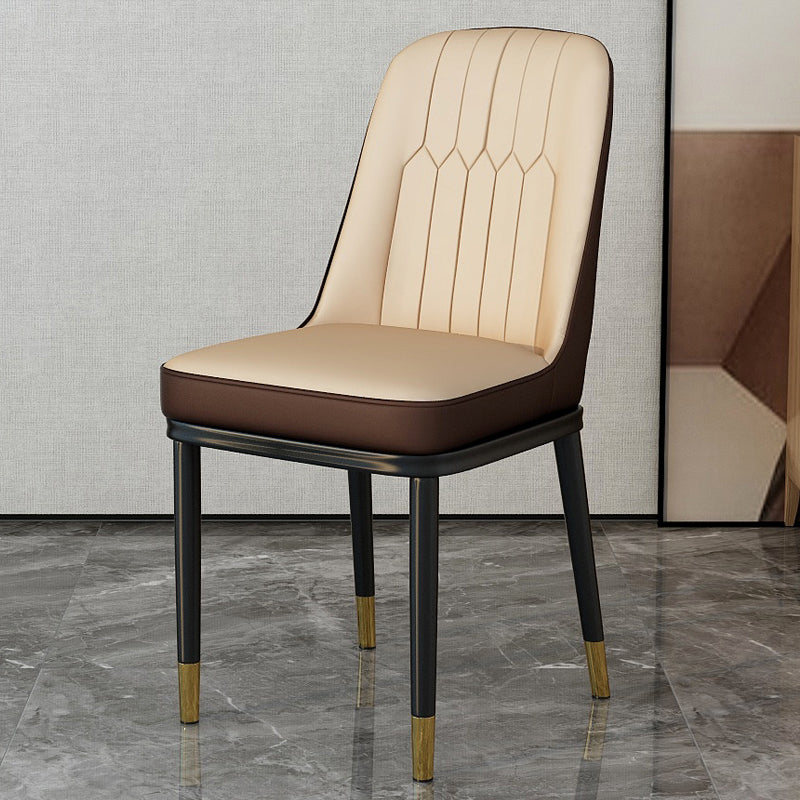 Scandinavian Style Metal Dining Chair Dining Room Upholstered Parsons Armless Chair