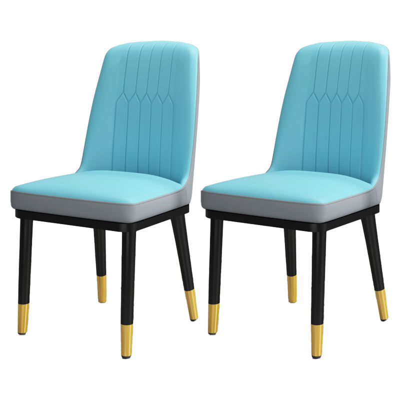 Scandinavian Style Metal Dining Chair Dining Room Upholstered Parsons Armless Chair