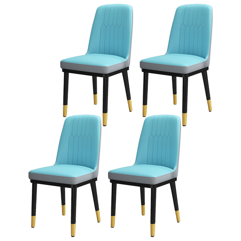 Scandinavian Style Metal Dining Chair Dining Room Upholstered Parsons Armless Chair