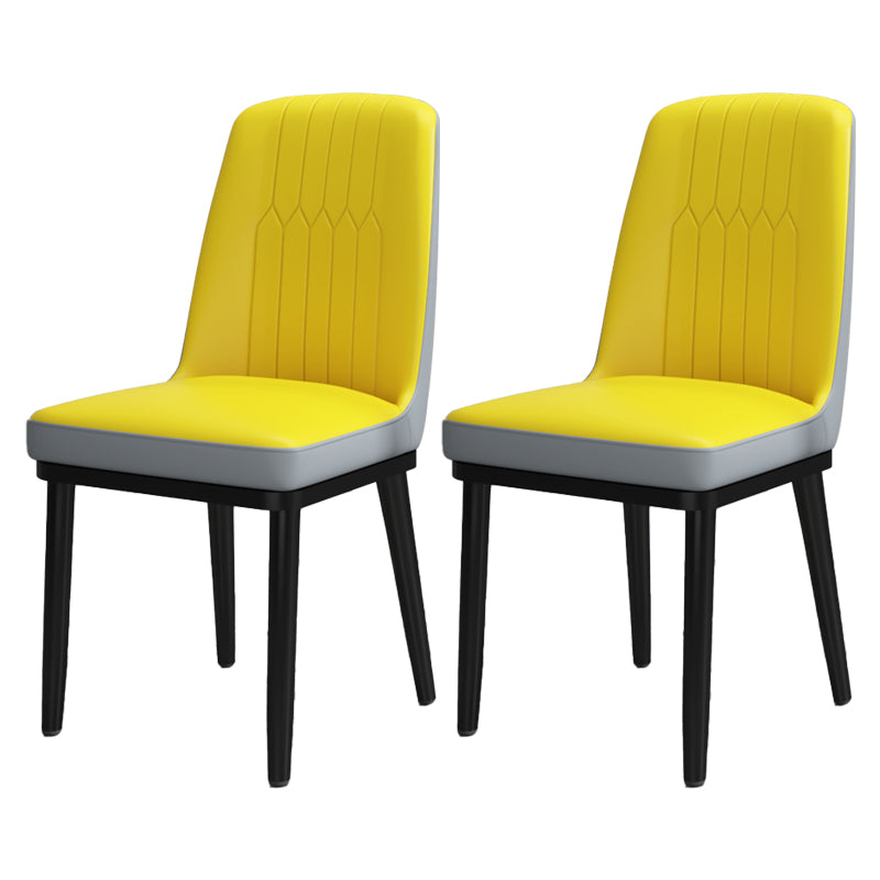 Scandinavian Style Metal Dining Chair Dining Room Upholstered Parsons Armless Chair