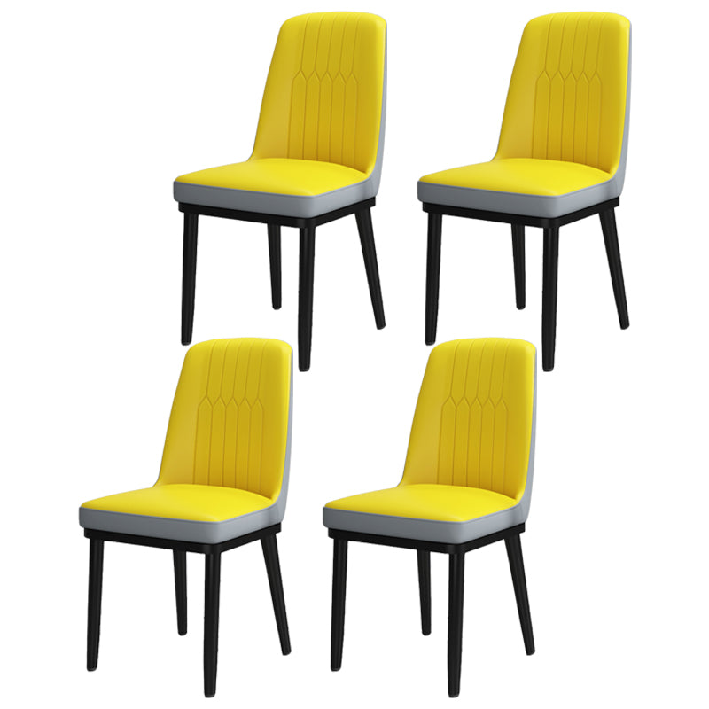 Scandinavian Style Metal Dining Chair Dining Room Upholstered Parsons Armless Chair