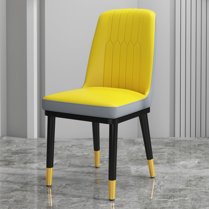 Scandinavian Style Metal Dining Chair Dining Room Upholstered Parsons Armless Chair
