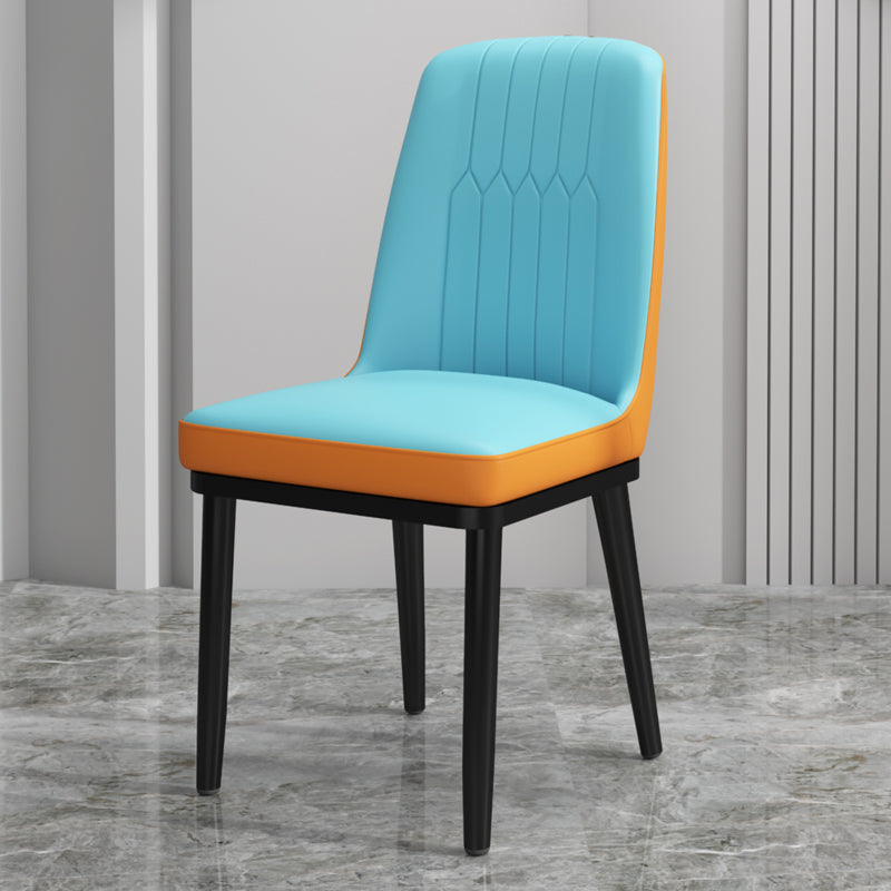 Scandinavian Style Metal Dining Chair Dining Room Upholstered Parsons Armless Chair